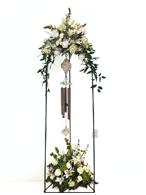 Always in Our Memories Wind Chime Tribute Standing Spray with Keepsake Windchime and Stand