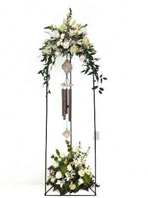 Always in Our Memories Wind Chime Tribute Standing Spray with Keepsake Windchime and Stand