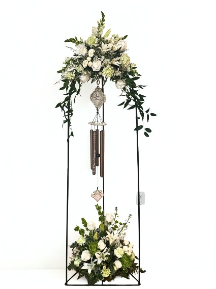 Always in Our Memories Wind Chime Tribute Standing Spray with Keepsake Windchime and Stand