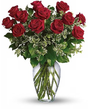 Always on My Mind - Long Stemmed Red Roses Vase arrangement