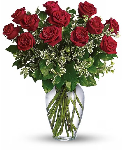 Always on My Mind - Long Stemmed Red Roses Vase arrangement