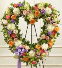 Always Remember Heart Pastel Standing Spray, Funeral Flowers