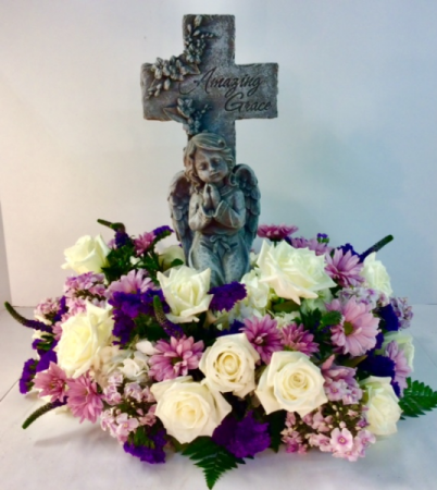 Amazing Grace Angel Cross Sympathy Arrangement