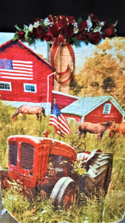 American Farm quilted throw and rose spray
