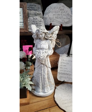 Angel w/ birds nest and planter. 