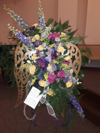 Angel Wings standing funeral spray