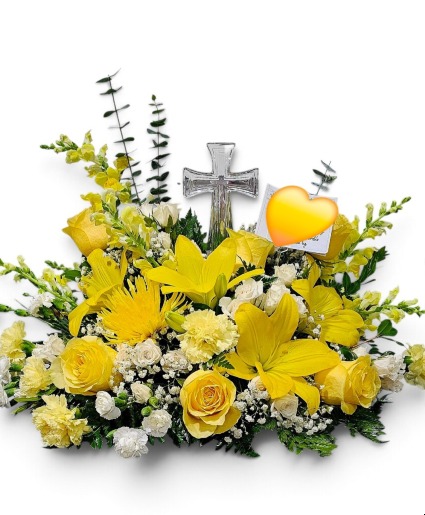 Angelic crystal cross  Floral arrangement 