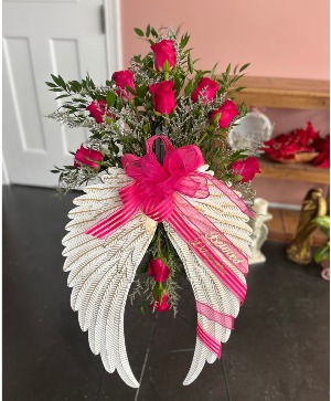 Angelic Wings Standing Spray with Easel