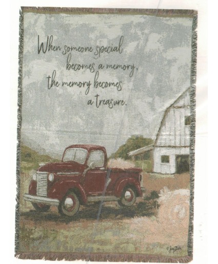 Antique truck Memory throw blanket on a symapthy easel