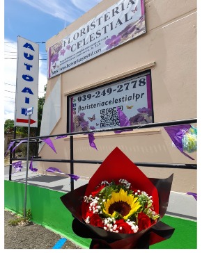 Arreglo de girasol con rosas rojas Alegre