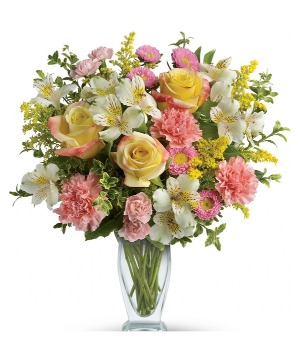 Arrive in style mixed pastel fresh flowers
