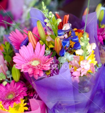Mixed flowers wrapped in pretty paper!! (W) Spring Mix of colors!
