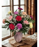 Assorted Carnations Vase Arrangement 