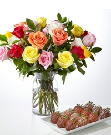 6,12 or 18  Assorted Roses with C.C. Strawberries  in Sedalia, MO | State Fair Floral