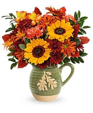 T22T205 Autumn Acorn Bouquet Keepsake Vase