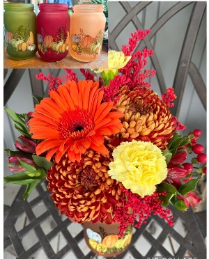 Autumn Cheer Glass Jar