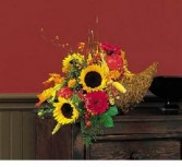 Autumn Cornucopia Basket Arrangement
