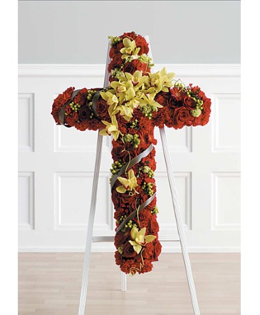 Autumn Faith Cross Standing Spray in Summerville, GA | Chattooga Florist