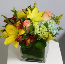 Autumn Floral Cube Fresh Arrangement
