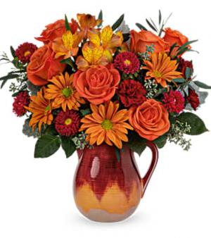 Autumn Glaze  Fall Flower Ceramic Pitcher 