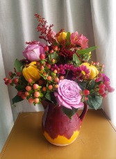 AUTUMN GLAZE PITCHER FLOWER ARRANGEMENT