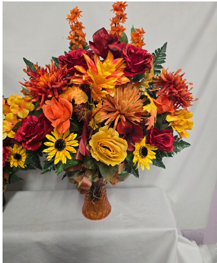 Autumn  Graveside  Faux silk flowers for grave site