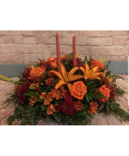 Autumn Harvest  2 Candle Centerpiece Arrangement