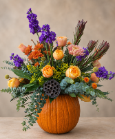 Autumn Harvest Pumpkin Flower Arrangement