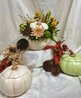 Autumn Harvest White Pumpkin Fall Florals
