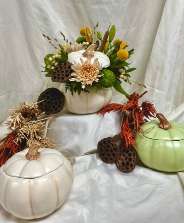 Autumn Harvest White Pumpkin Fall Florals in Cabot, AR | Petals and Plants Florist, Inc