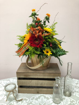 Autumn Spice Basket Fall Arrangement