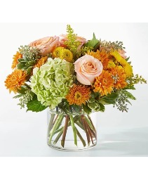 Autumn Sunrise Hydrangea, Rose and Chrysanthemum Arrangement