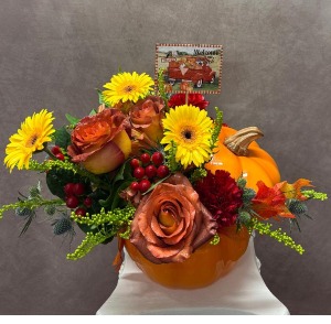 Autumn Welcome Pumpkin Fall Arrangement