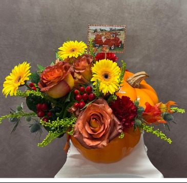 Autumn Welcome Pumpkin Fall Arrangement in Cleveland, TX | EASY STREET FLORIST