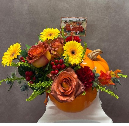 Autumn Welcome Pumpkin Fall Arrangement
