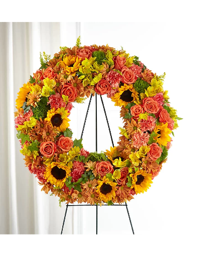 Autumnal Memories Wreath Sympathy Flowers