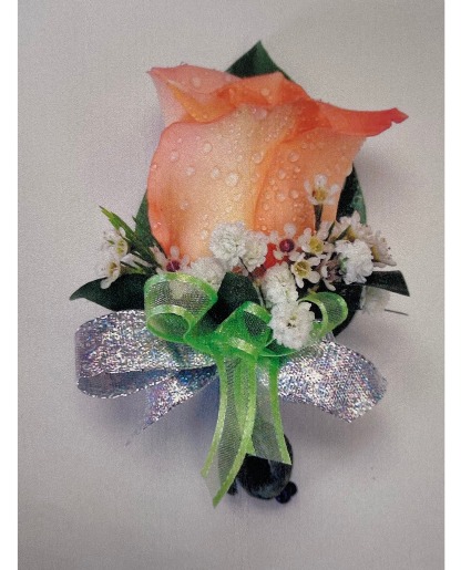 B6 Orange Rose Boutonniere 