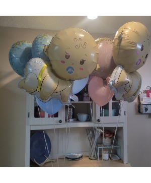 Baby balloon bouquet (5 piece) specify pink/blue Balloons 