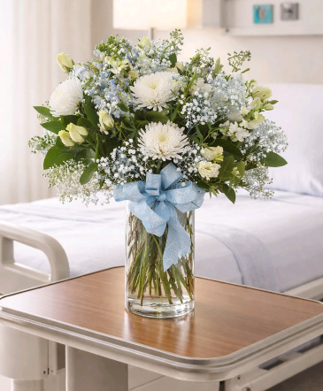 BABY BLUE LOVE Large Vase Arrangment  in Ceres, CA | THE FLORAL COTTAGE LLC.