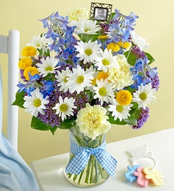 Baby Boy Arrangement with Frame 
