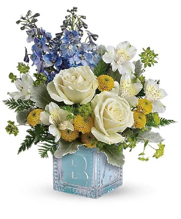 Baby Boy Block  New Baby Flowers in Oakdale, NY | POSH FLORAL DESIGNS INC.