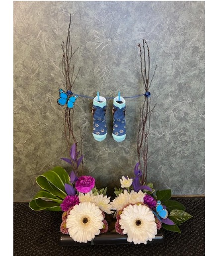 Baby Boy Booties Arrangement