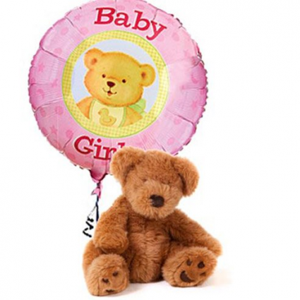Baby Girl Bear and Mylar 