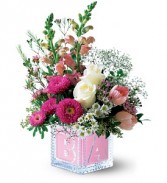 Baby Girl Block New Baby Flowes