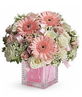 BABY GIRLS FIRST BOCK FLOWER ARRANGEMENT