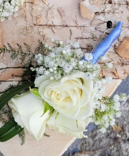Baby Roses With Light Blue Accent  