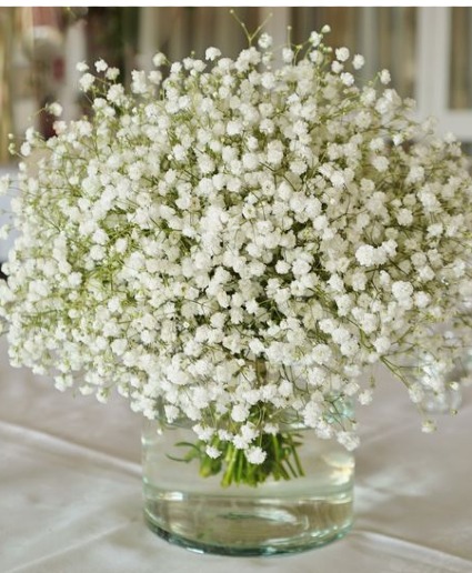 Baby's Breath Glass Vase Centerpiece  Centerpiece 