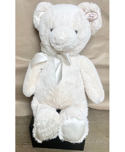 Baby's First Bear Cream with balloons Bearington Collection