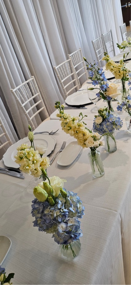Baptism Blue & Butter Yellow Bud Vases