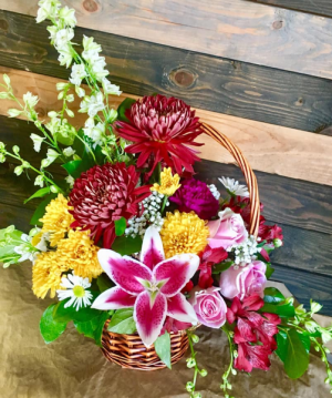 Basket of color Fresh basket arrangement
